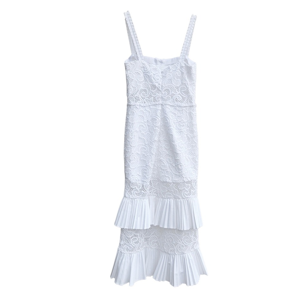 ALEXIS Lyssa Tiered Skirt Dress White Lace Bridal Size Small Wedding Coquette - Picture 8 of 16